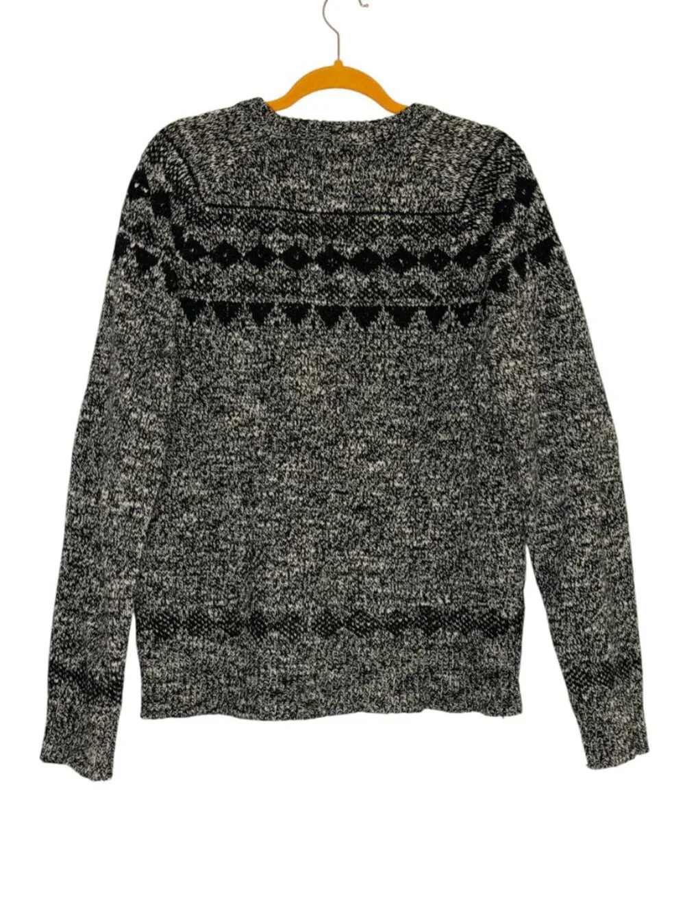 J Crew Wool Blend Crewneck Sweater Geometric Mens Gray Black M